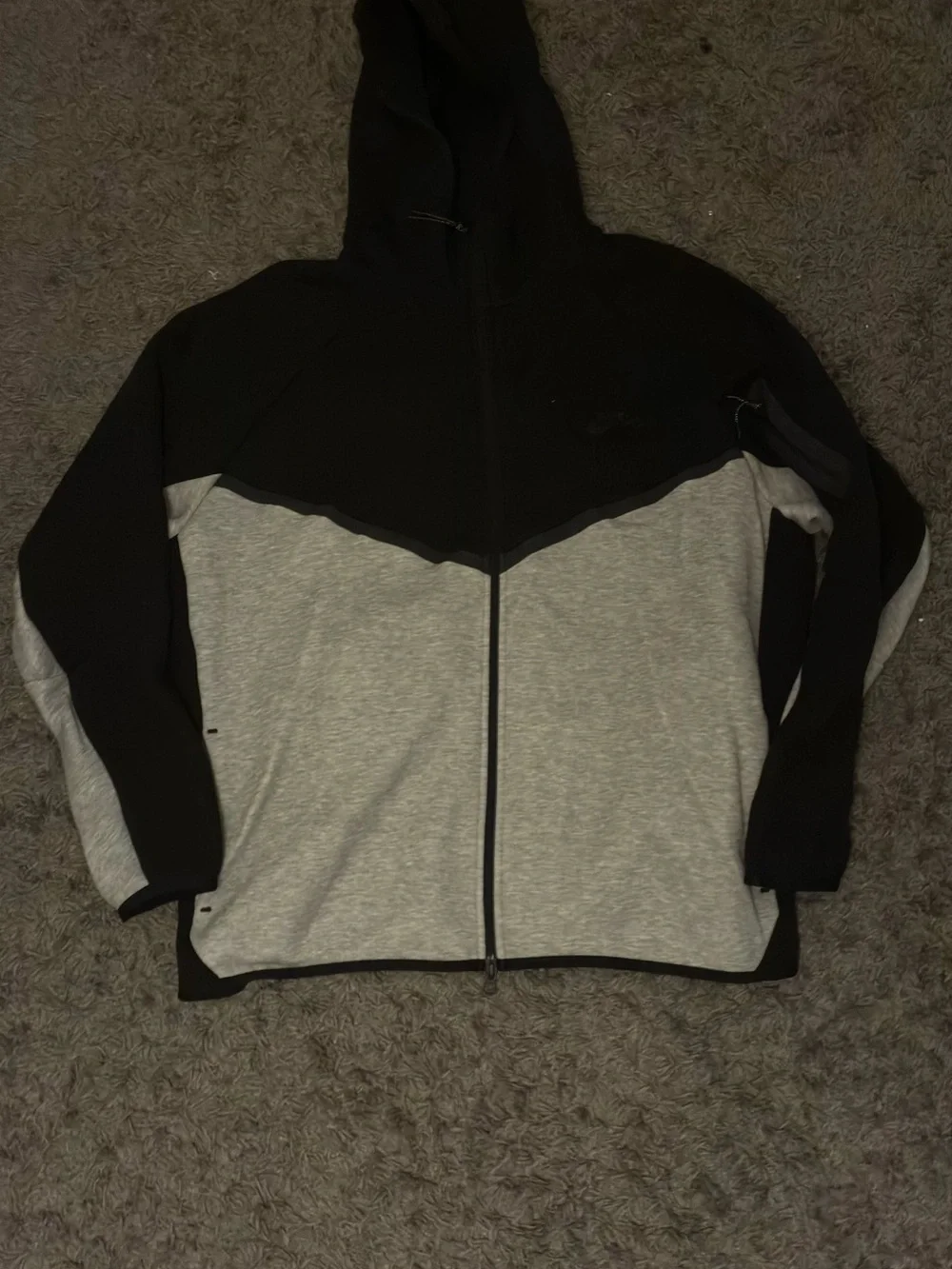 Nike Tech Men’s Two-Tone Full-Zip Hooded Jacket - Black & Light Gray